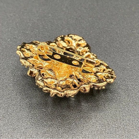 Colourful Gemstone Vintage Inspired Gold Tone Brooch - Picture 5 of 8